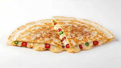 Delicious calzone with melted cheese and colorful peppers