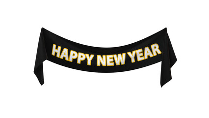 black banner with the text "Happy New Year" - transparent background
