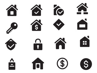 Obraz premium Modern glyph icons for real estate property and finance home services