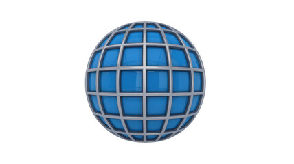 Obraz premium Blue Globe with Gray Grid Lines isolated on a transparent background
