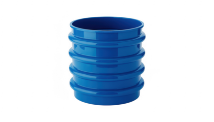 Blue plastic tube with ridges isolated on a transparent background cylindrical