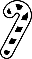 Christmas candy cane icon line art element simple festive symbol for design and decoration joy