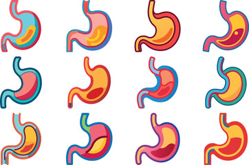 Human Anatomy Icon Set Featuring Heart, Liver, Kidney, Lungs, Intestine, Digestive System, Muscular System, Nervous System and Internal Organs &ndash; Flat Medical Vector Illustration for Healthcare, Educat