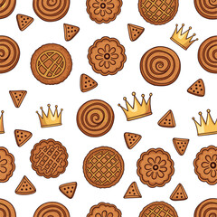 Cookie seamless pattern background crown