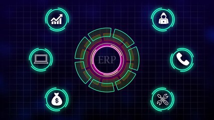 The animated and Business,Technology, Webinar insurance Webinar ERP and technology and team building analytics digital SEO marketing data. Creative, innovation coaching leader meeting concept 4K video - Powered by Adobe