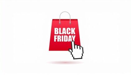 Black Friday shopping bag with cursor click