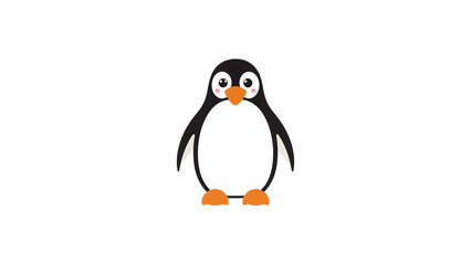 Winter penguin icon, cute cartoon arctic animal, seasonal illustration, png file, isolated on white
