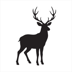 Obraz premium Elegant Deer Silhouette on White Background A Wildlife and Nature Illustration Perfect for Print and Digital Designs