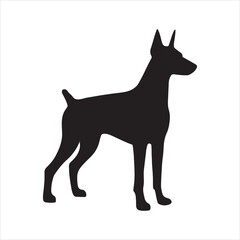Elegant Doberman Silhouette Vector Graphic Image for Use in Pet and Animal Related Projects and Designs