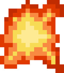 Pixel art fire explosion burst isolated element