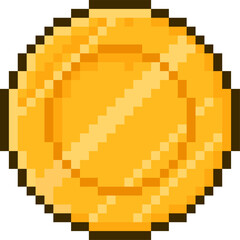 Fototapeta premium Pixel art gold coin representing vintage video game currency