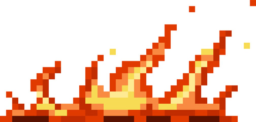 Pixel art fire creating retro video game effect
