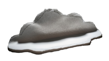 Paper piece shaped like a cloud, rough edges, white color