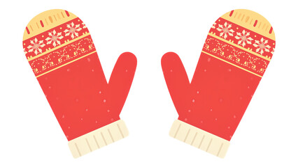 Winter mittens icon, warm knitted gloves, cold weather accessory, png file, isolated on white
