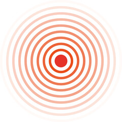 Radiating red concentric circles symbolizing pain or focus
