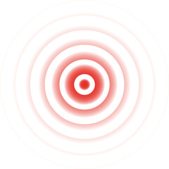 Red concentric circles radiating pain or signal