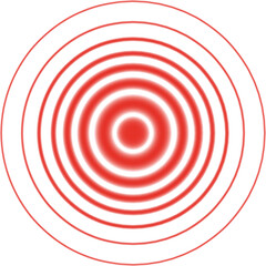 Obraz premium Red concentric circles radiating pain and focus signal
