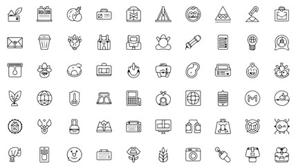 Black and White Line Icons Set of Business and Technology Symbols