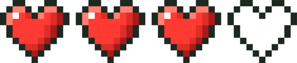 Pixel art hearts displaying game life points interface © WinWin