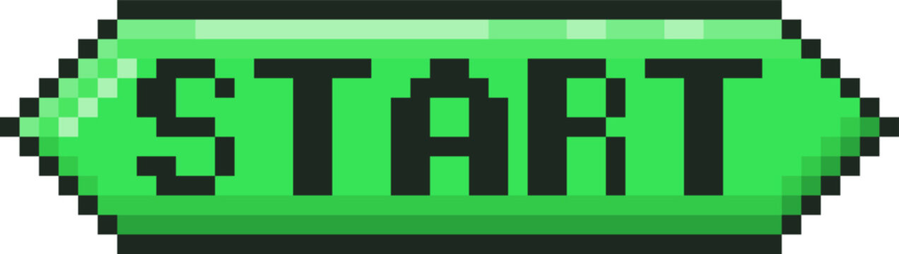 Pixel art start button beginning game interface