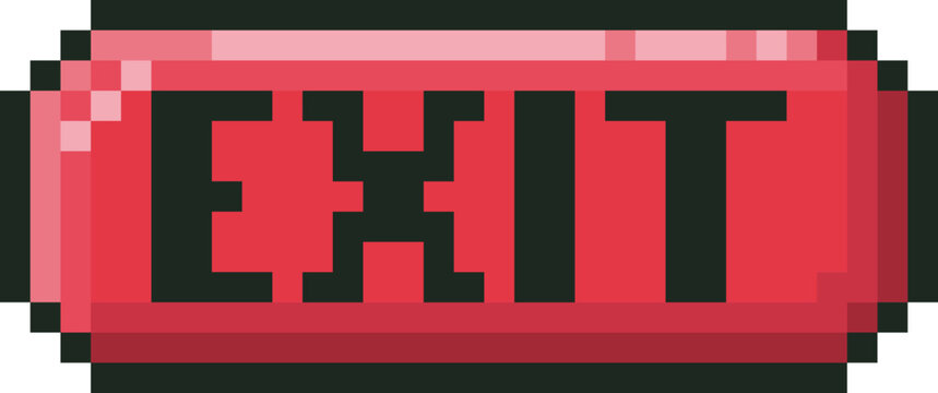 Red exit button displaying pixel art style