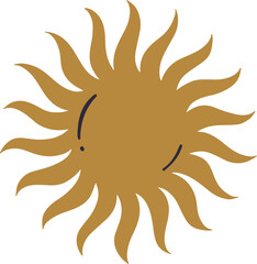 Golden sun drawing celestial symbol with radiating rays