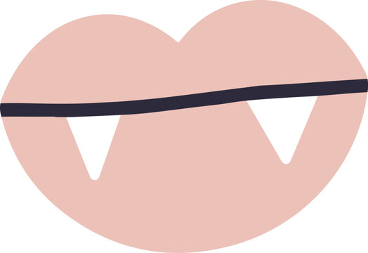 Pink lips with vampire fangs illustration
