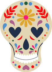 Colorful sugar skull representing Day of the Dead tradition