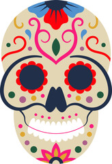 Decorated sugar skull Calavera representing Mexican tradition