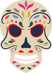 Colorful sugar skull calavera celebrating Dia de los Muertos