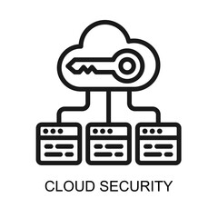 Cloud Security icon line vector illustration