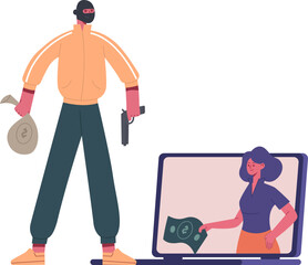 Cyber criminal stealing money from online user