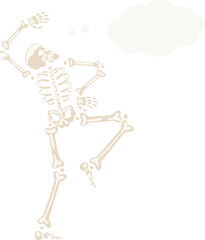 Skeleton dancing and thinking in a funny pose