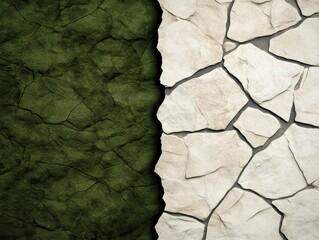 Textured Surface Split Featuring Dark Green and Light Gray Cracks