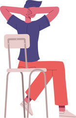 Fototapeta premium Person relaxing with hands behind head on chair