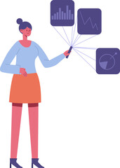 Young woman analyzing business data using smartphone application