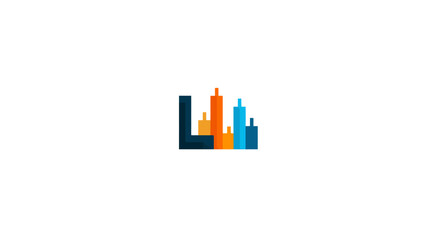 Abstract L letter and modern city skyline illustration, concept for urban development, architecture, or corporate branding.