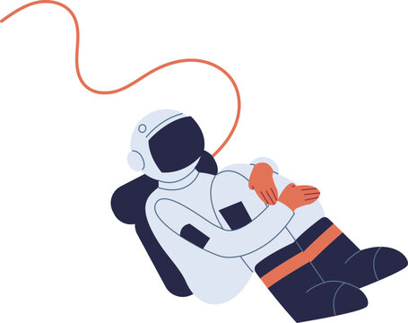 Astronaut floating in space feeling alone and lost