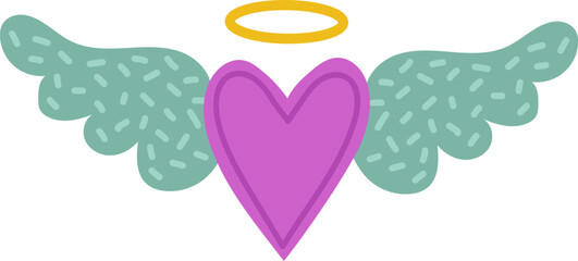 Angel heart illustration with halo and wings