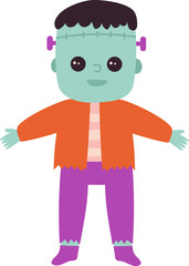 Friendly cartoon Frankenstein monster smiling for Halloween