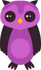 Purple owl cartoon animal standing vector illustration