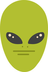 Green alien head symbol exploring extraterrestrial life concept