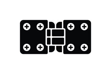 Obraz premium Black and white hinge with screws symbol hardware