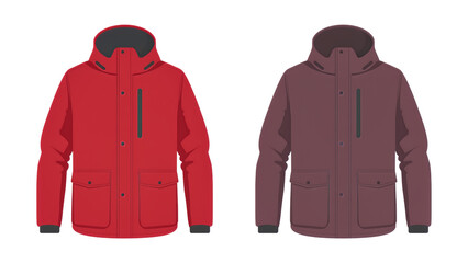 Winter parka jacket icon, insulated cold weather coat, seasonal outerwear, png file, isolated on white