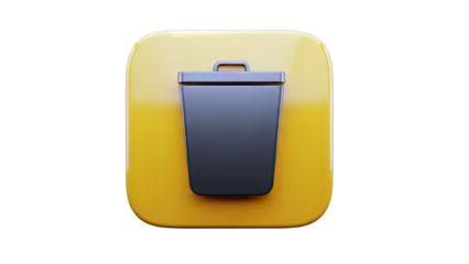 Trash Can Icon on Yellow Background