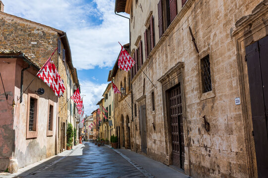 Historical center of the medieval city of San Chirico d'Orcia, Tuscany, Italy.