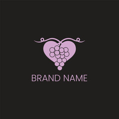 Heart-shaped Grape Cluster Logo for Winery Branding
