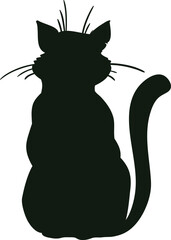 Black cat silhouette sitting vector illustration © WinWin