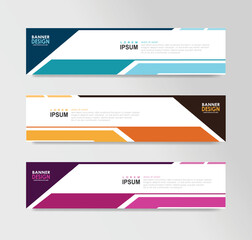 Set of banner modern abstract web templates with shapes