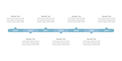 Seven-year timeline. Infographic for presentations or websites. Modern 7-step diagram.